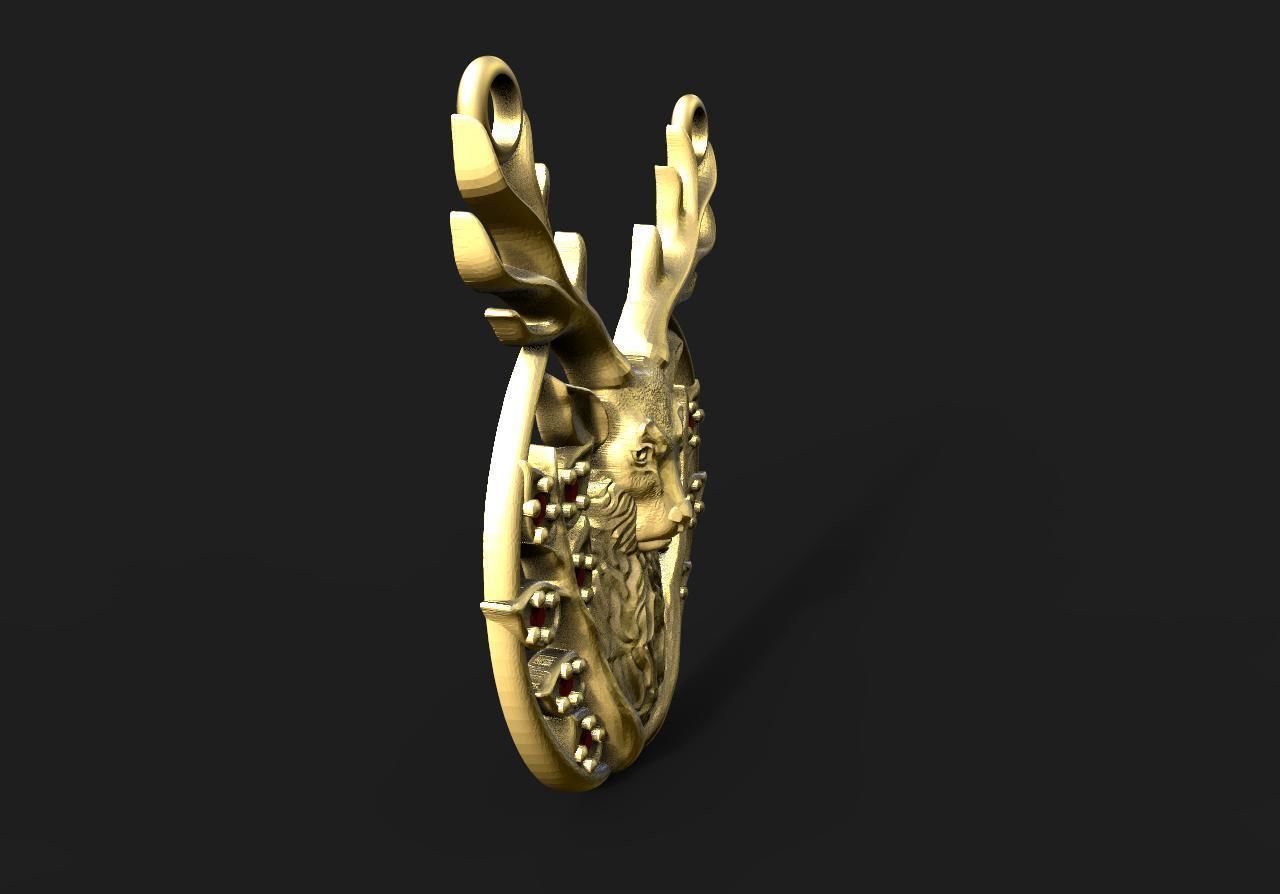 Deer pendant 3D print model_2