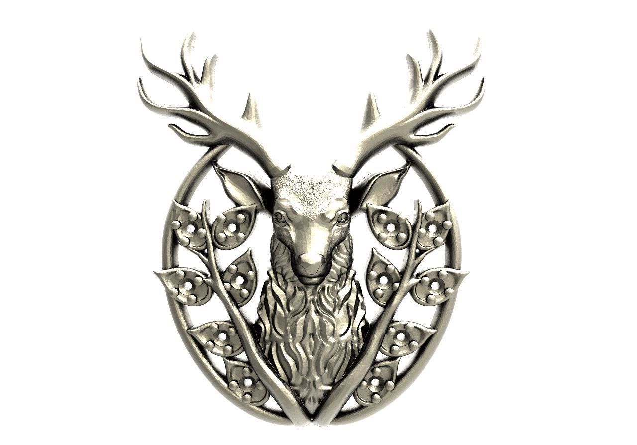 Deer pendant 3D print model_7