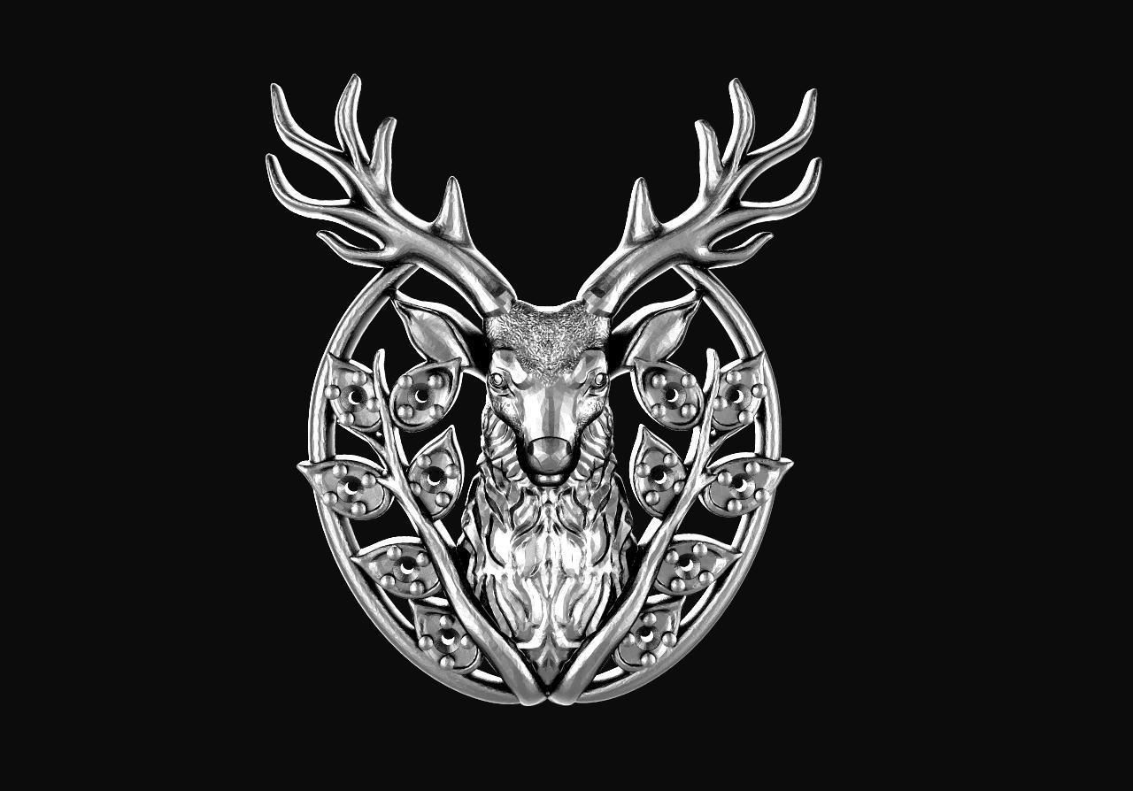 Deer pendant 3D print model_4