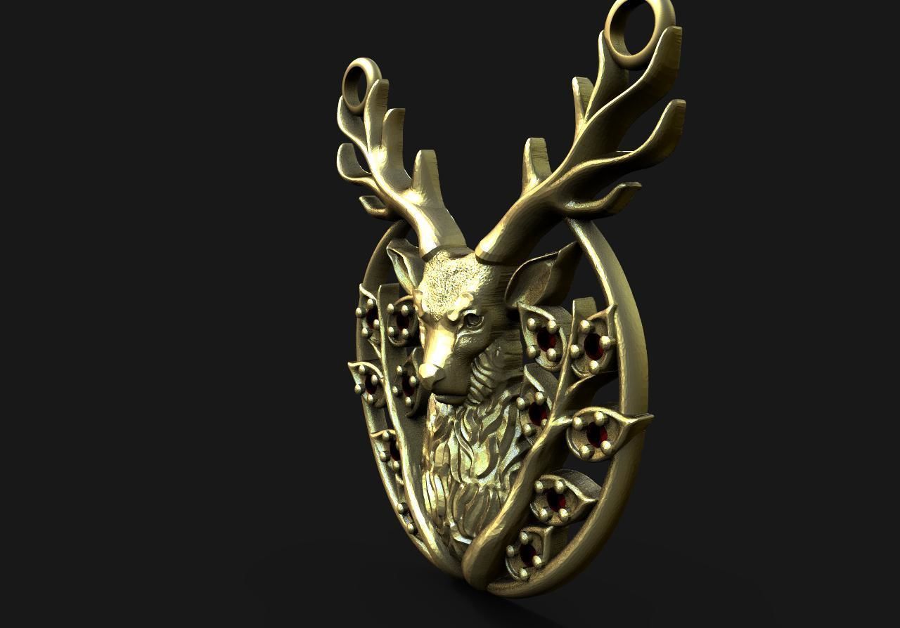 Deer pendant 3D print model_1