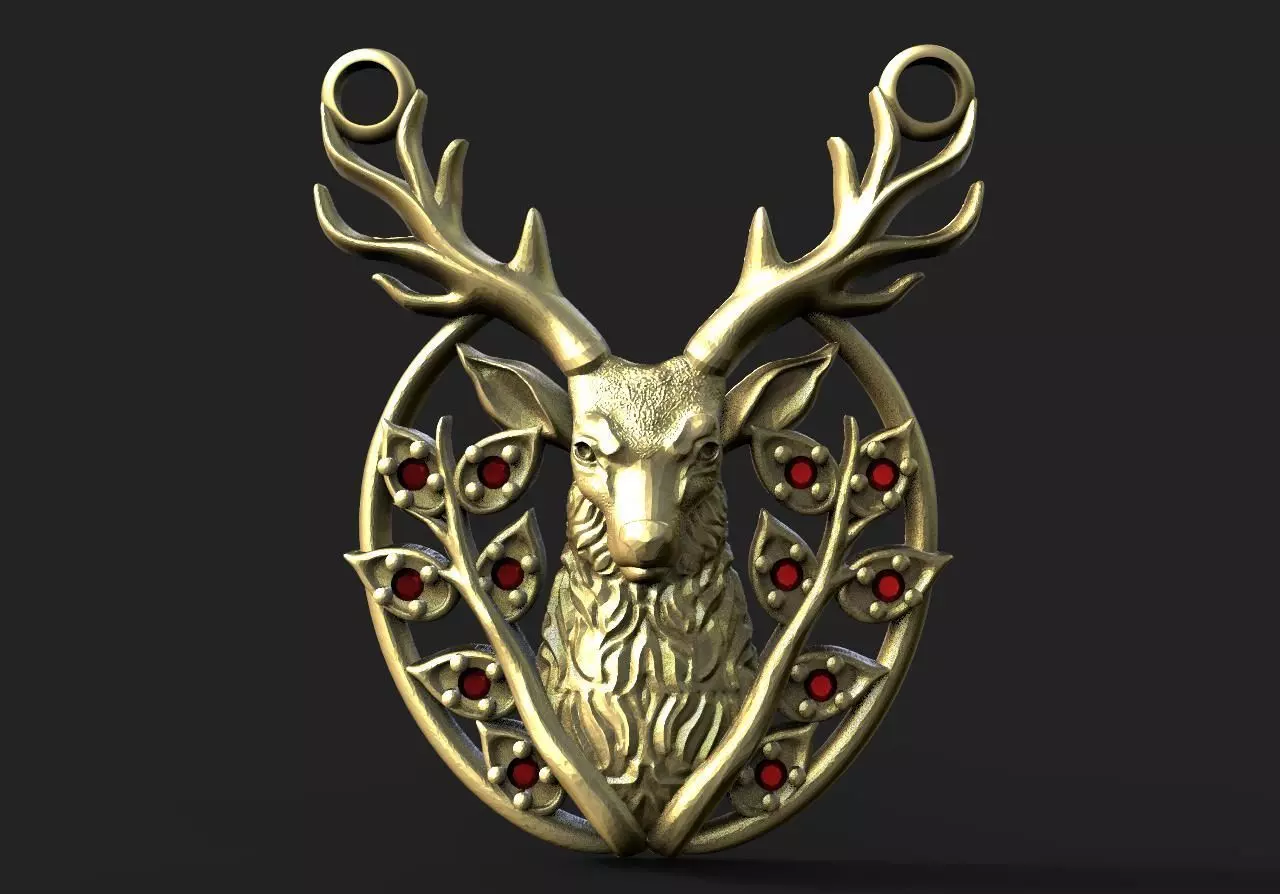 Deer pendant 3D print model_0