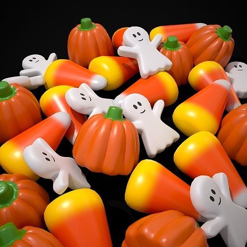 Ghost Candy Halloween Mix Low-poly 3D model 7