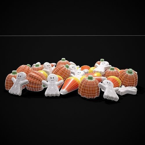 Ghost Candy Halloween Mix Low-poly 3D model 6