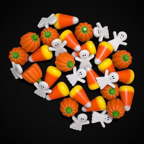 Ghost Candy Halloween Mix Low-poly 3D model 3