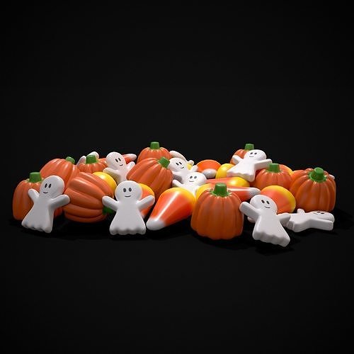 Ghost Candy Halloween Mix Low-poly 3D model 5