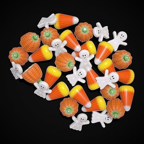 Ghost Candy Halloween Mix Low-poly 3D model 4