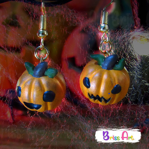 HAPPY PUMPKIN 3D HALLOWEEN EARRINGS 3D print model
