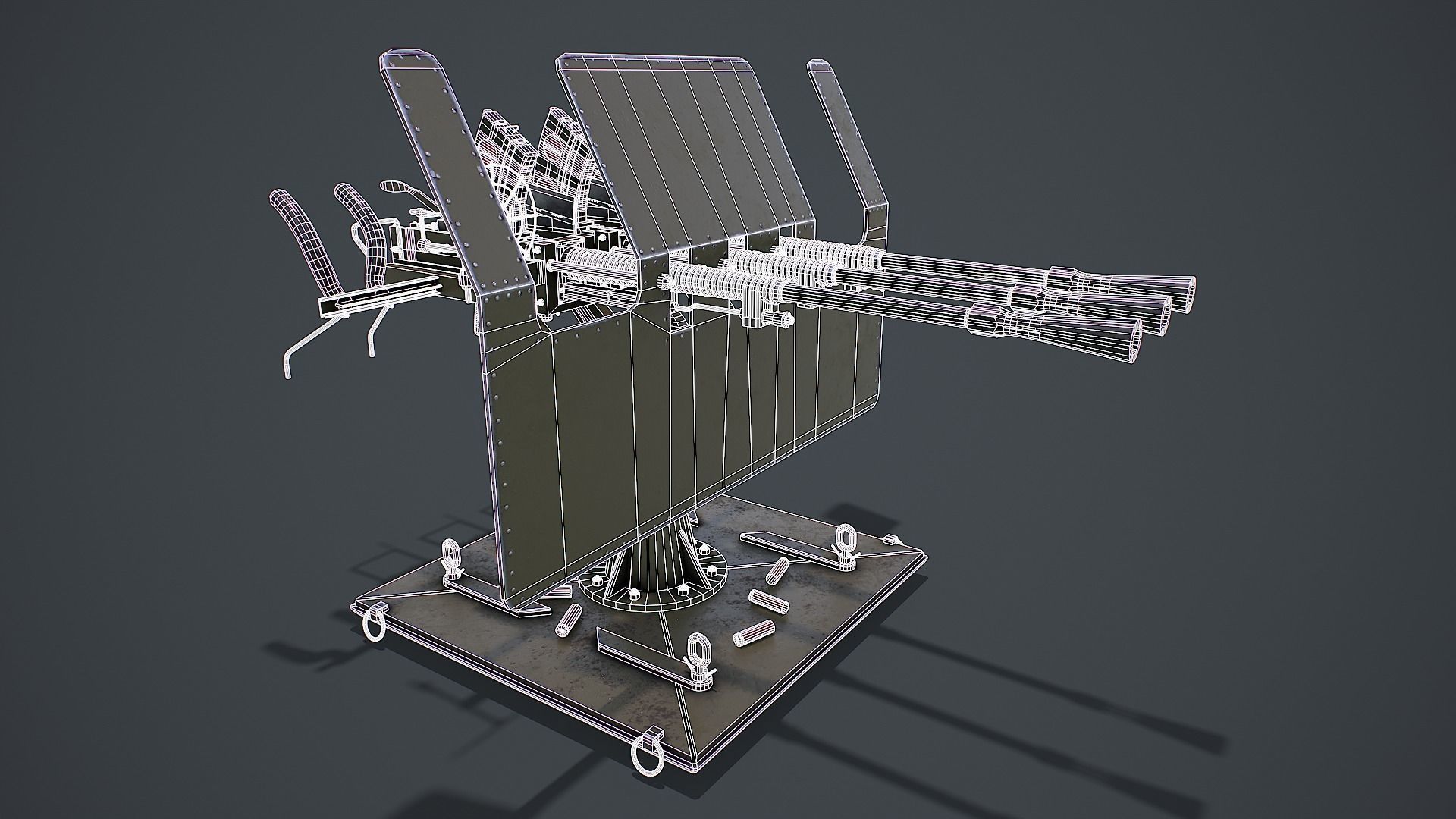 Machine Gun Turret 3D model Low-poly 3D model_3