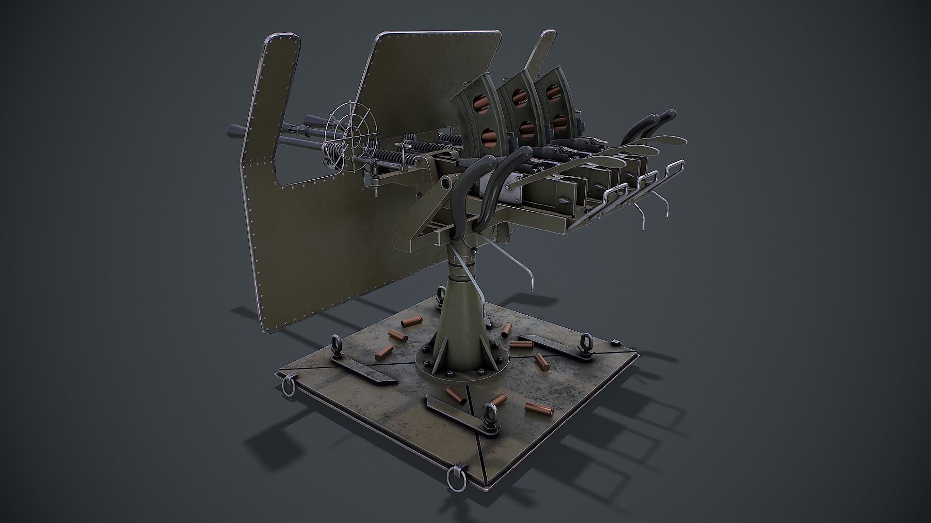 Machine Gun Turret 3D model Low-poly 3D model_4