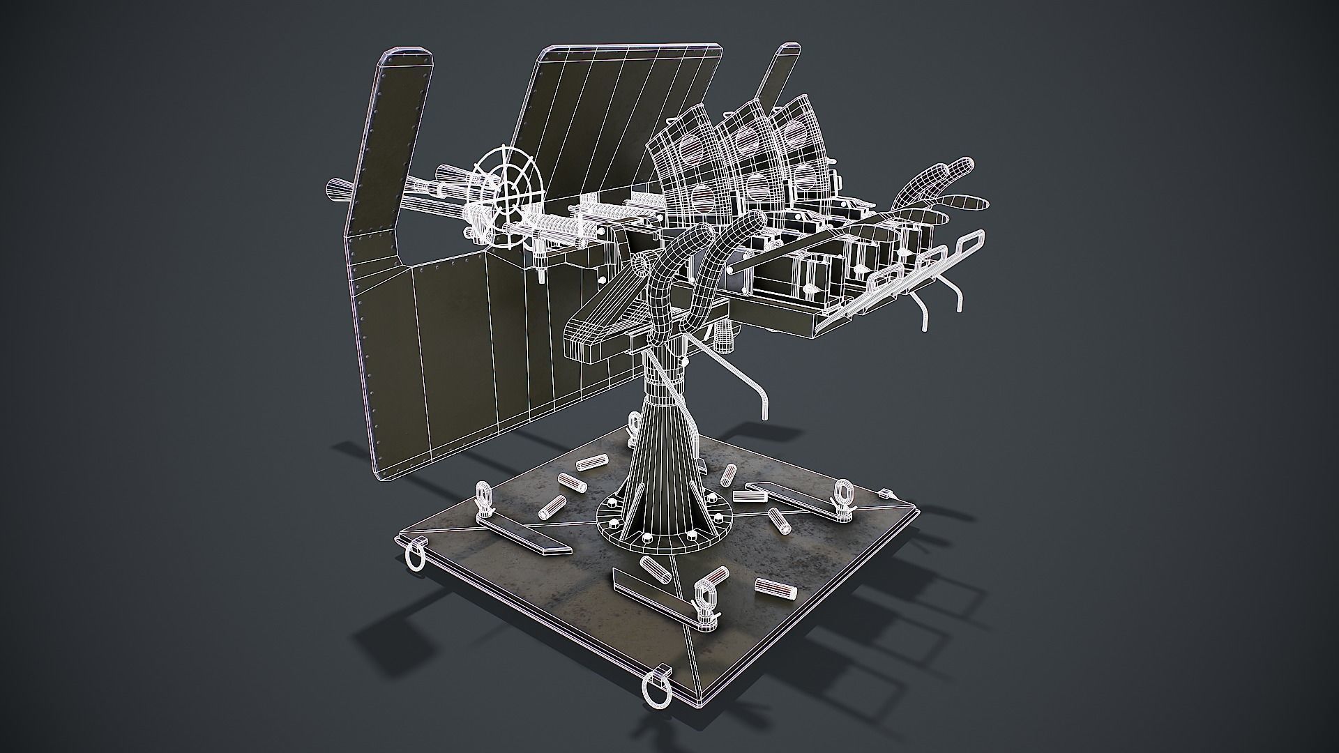 Machine Gun Turret 3D model Low-poly 3D model_5