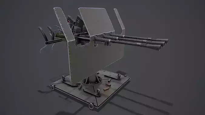 Machine Gun Turret 3D model Low-poly 3D model