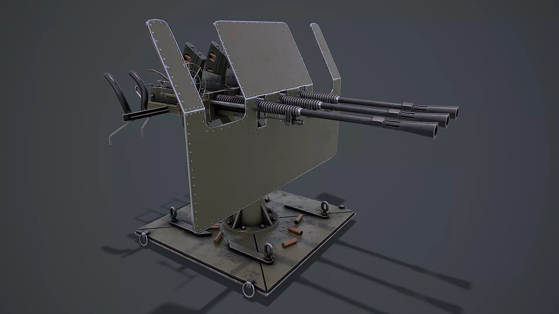 Machine Gun Turret 3D model Low-poly 3D model_0