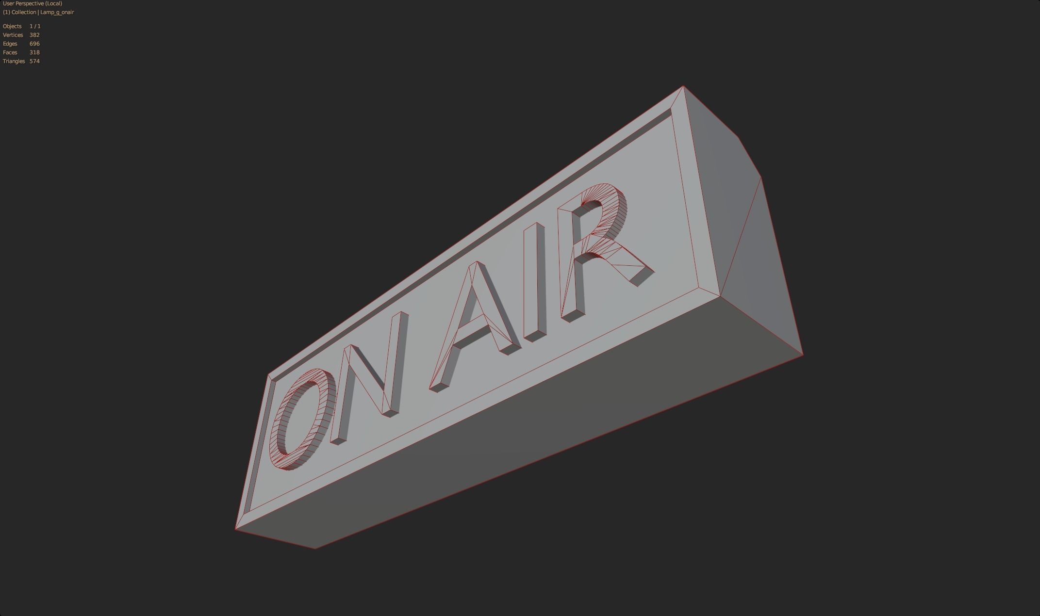 On air lamp sign wall decoration electronic streaming streamer Low-poly 3D model_2