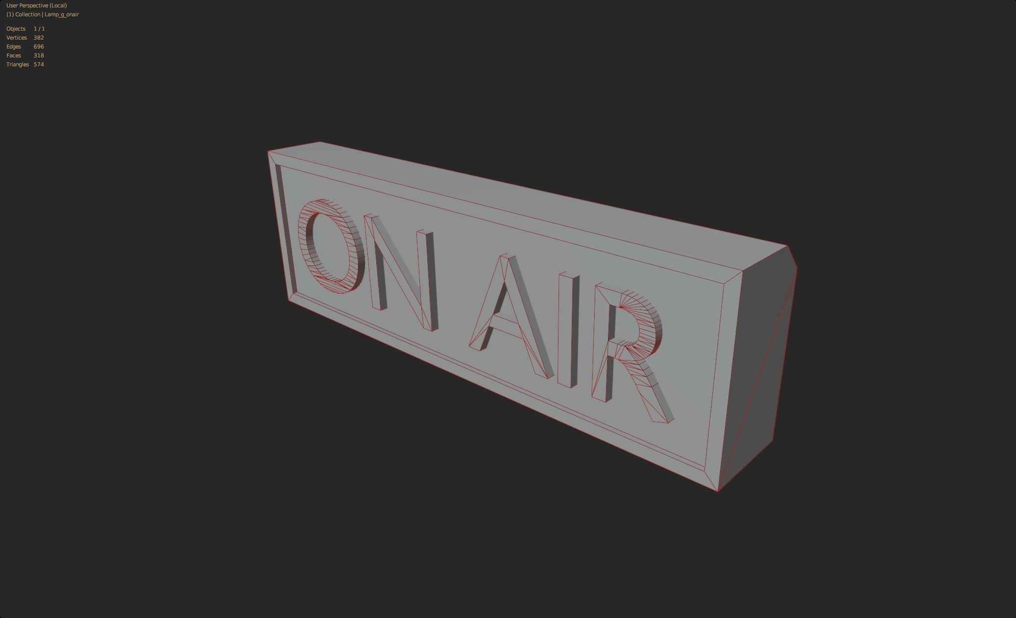 On air lamp sign wall decoration electronic streaming streamer Low-poly 3D model_1