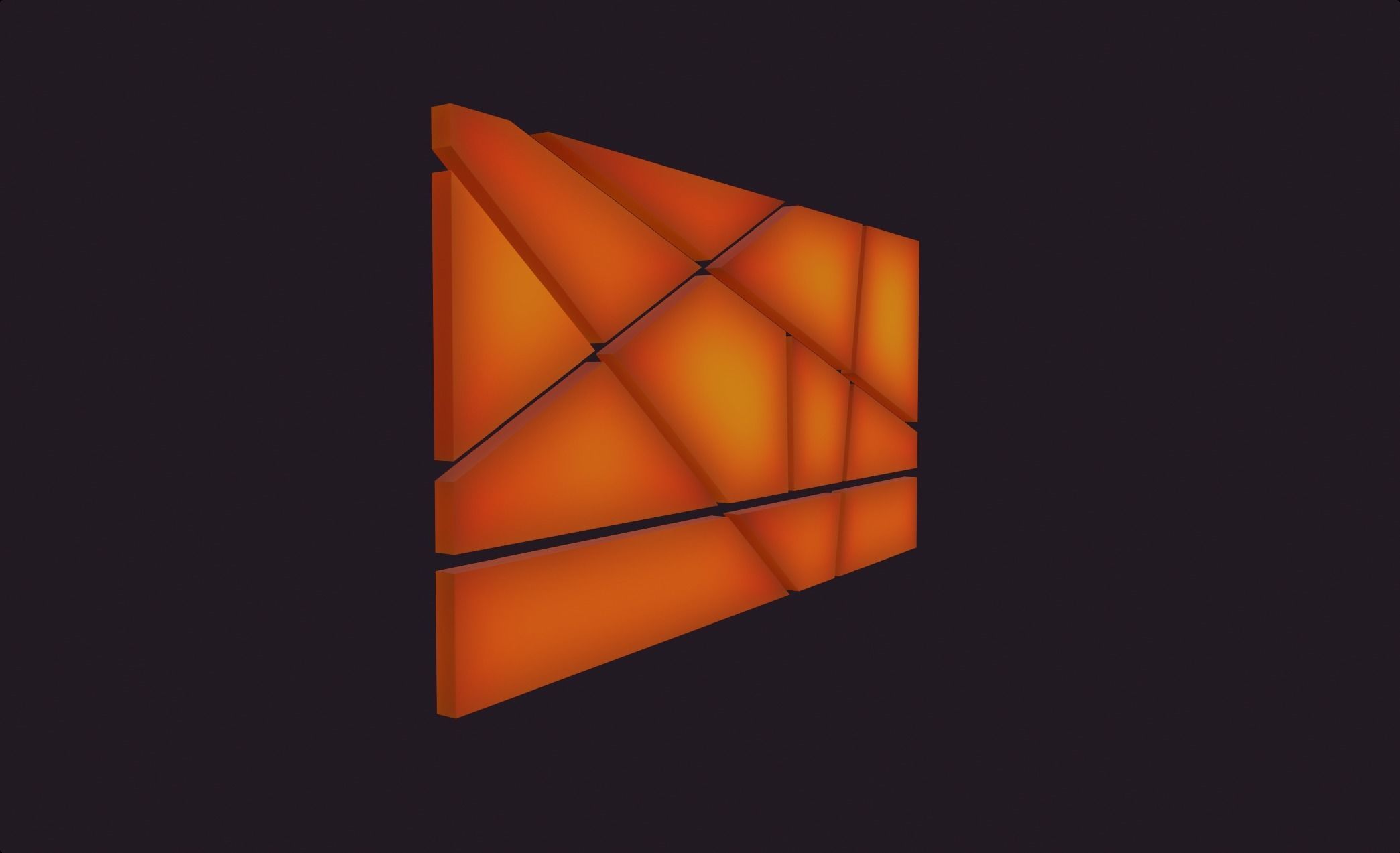 modern abstract design lamp orange emission lowpoly model wall Low-poly 3D model_5