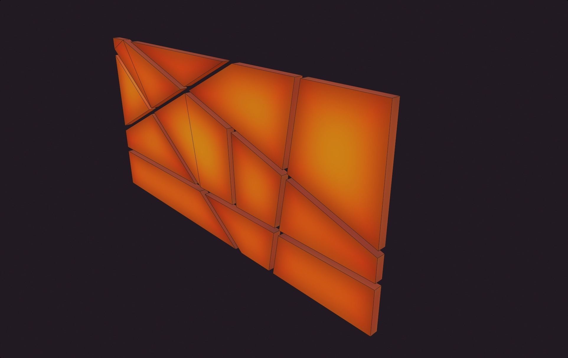 modern abstract design lamp orange emission lowpoly model wall Low-poly 3D model_2