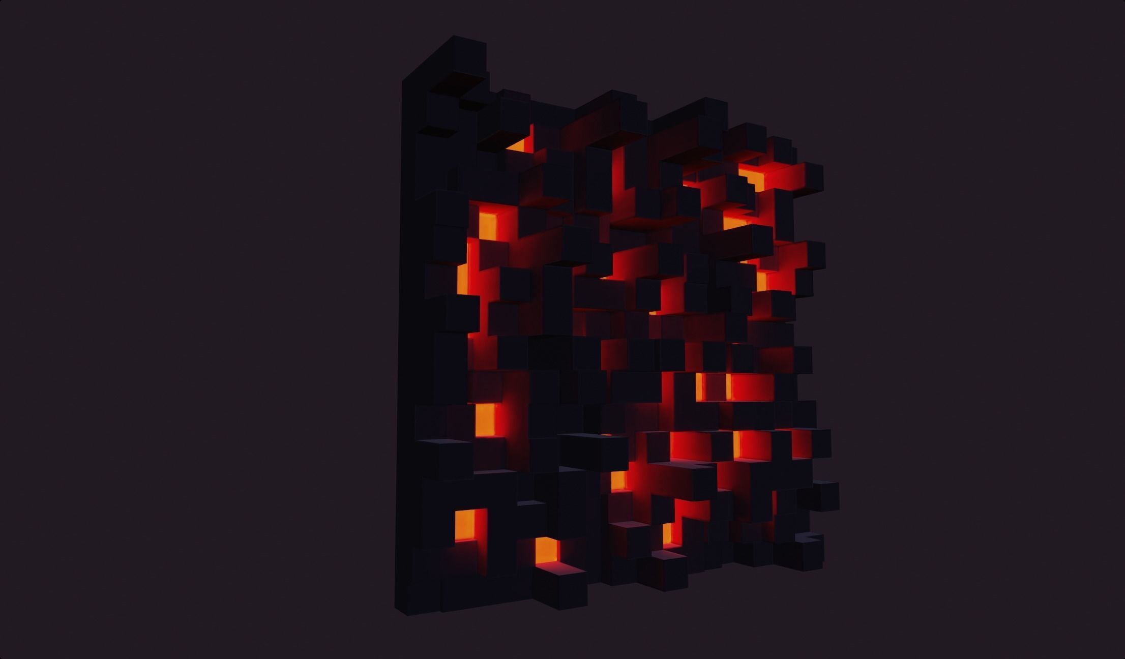 minecraft lava blocks lamp emissive style wall red fire style Low-poly 3D model_4