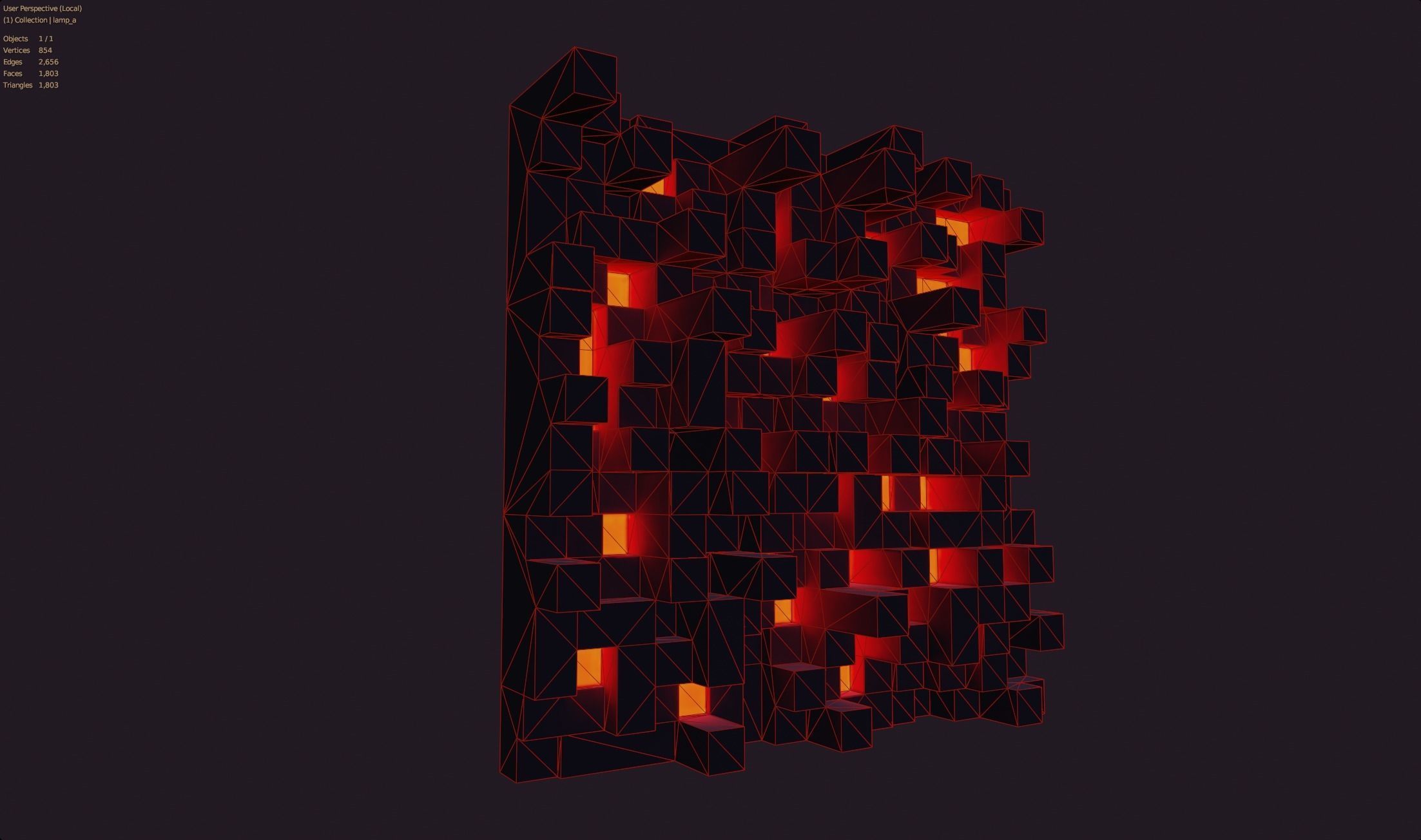 minecraft lava blocks lamp emissive style wall red fire style Low-poly 3D model_5