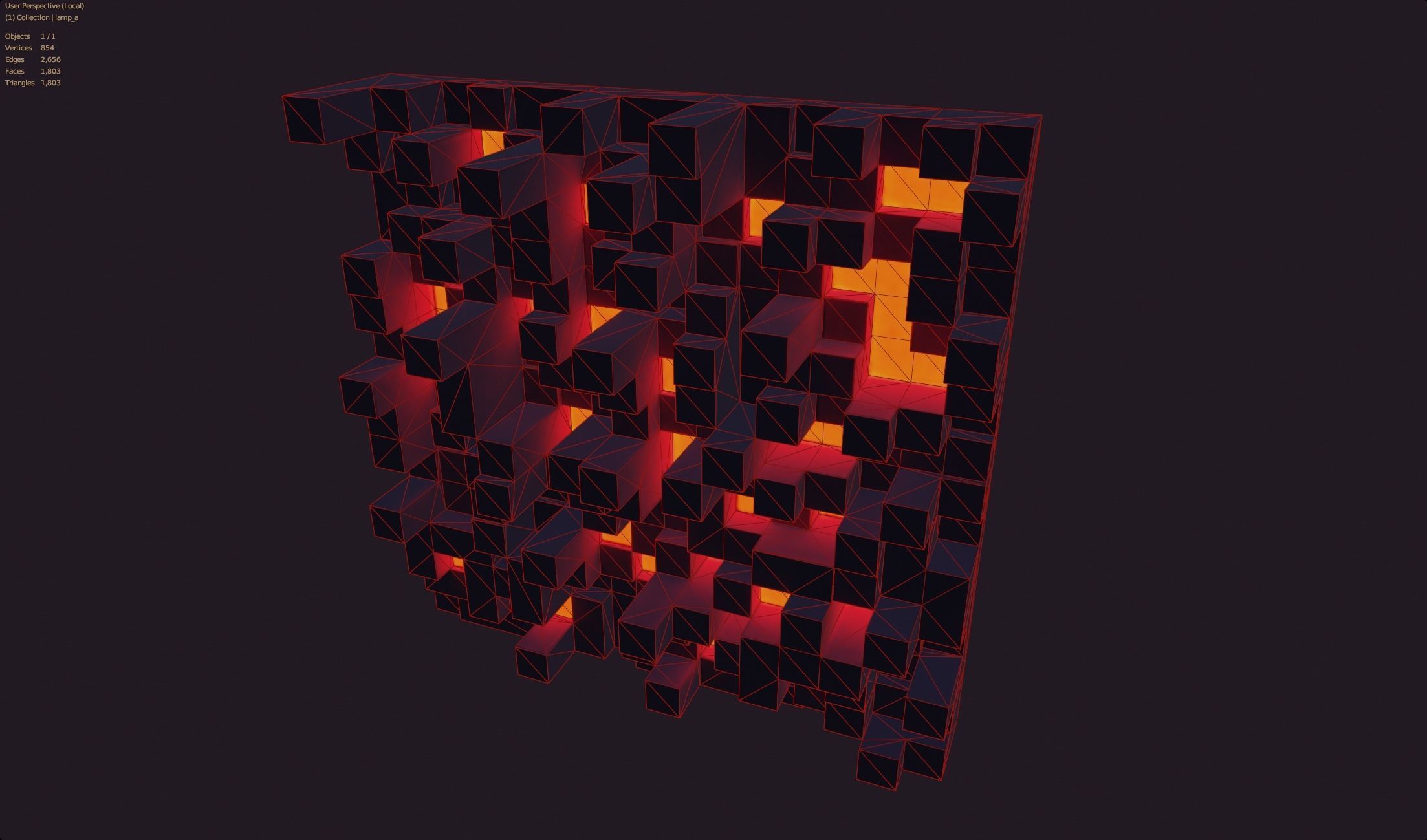 minecraft lava blocks lamp emissive style wall red fire style Low-poly 3D model_2