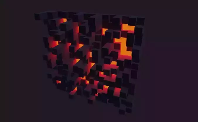 minecraft lava blocks lamp emissive style wall red fire style Low-poly 3D model