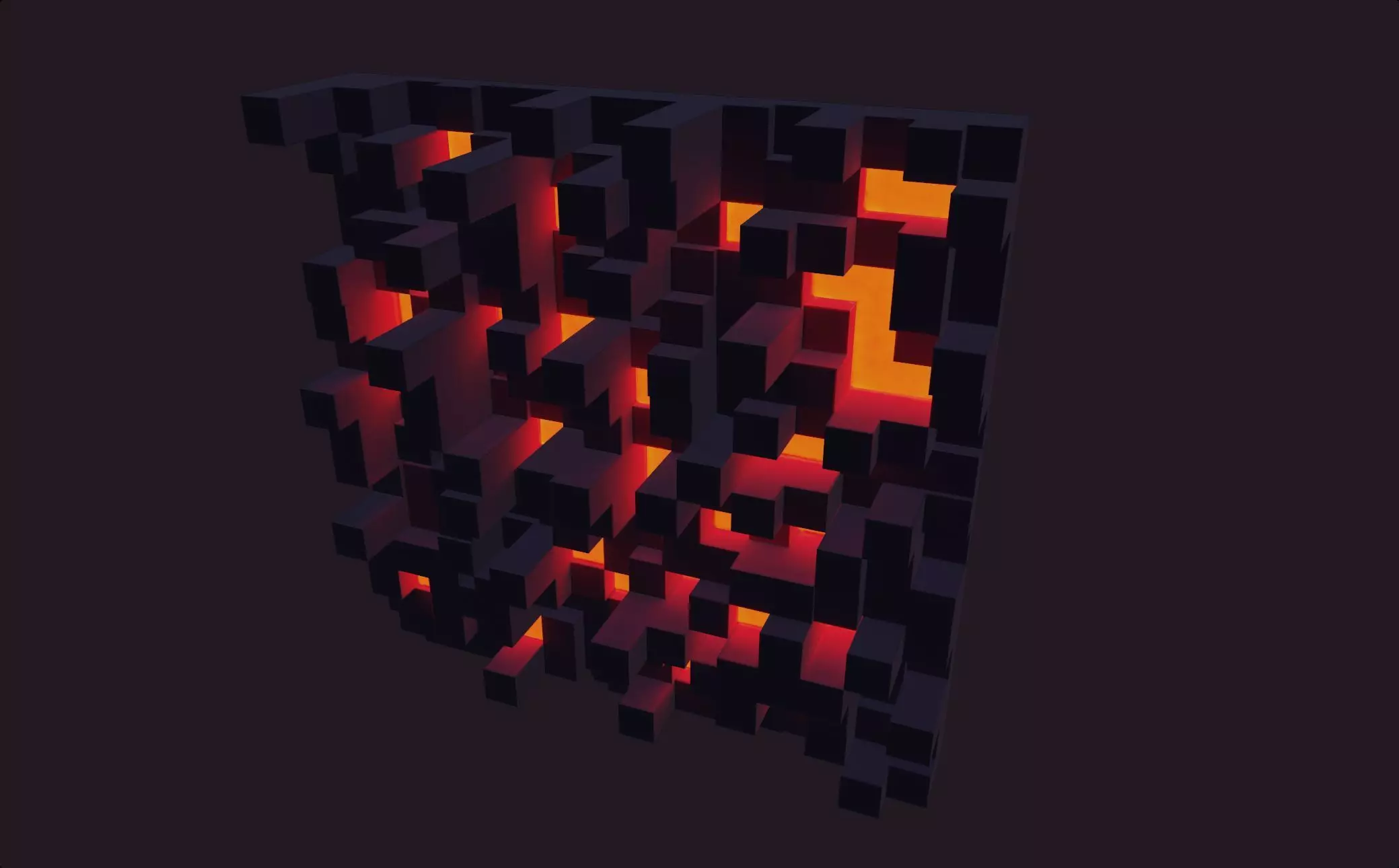 minecraft lava blocks lamp emissive style wall red fire style Low-poly 3D model_0
