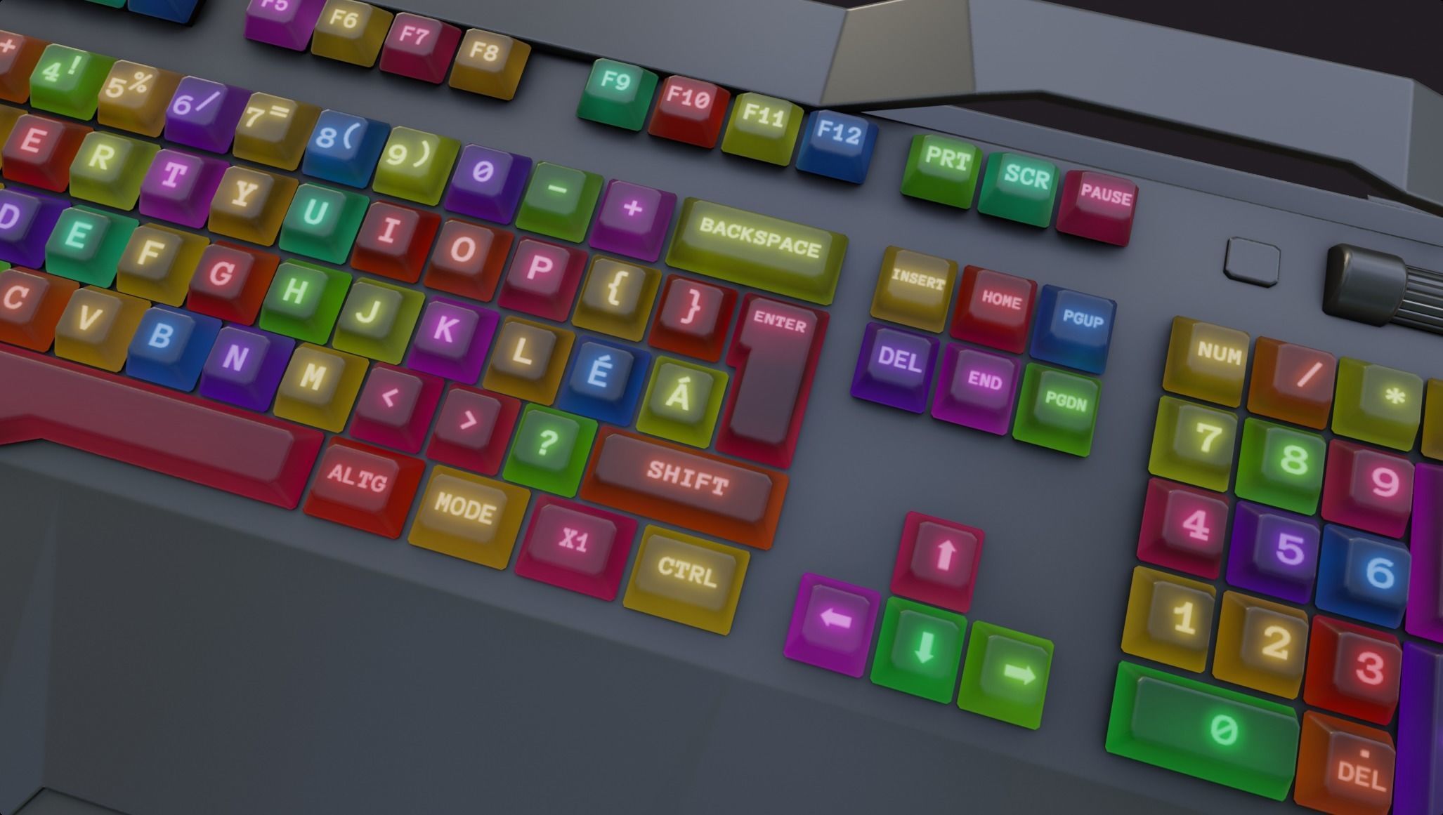 Modern colorful keyboard rgb style  Low-poly 3D model_16