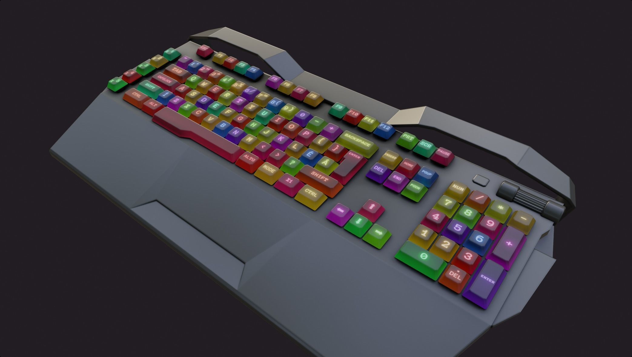 Modern colorful keyboard rgb style  Low-poly 3D model_1