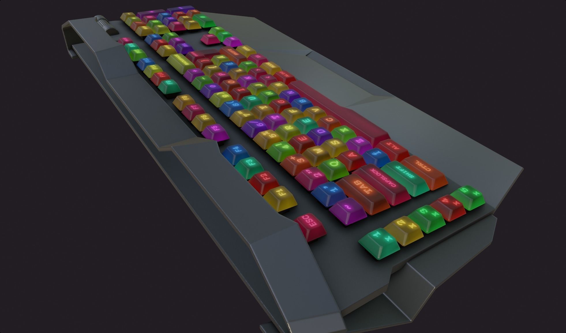 Modern colorful keyboard rgb style  Low-poly 3D model_15