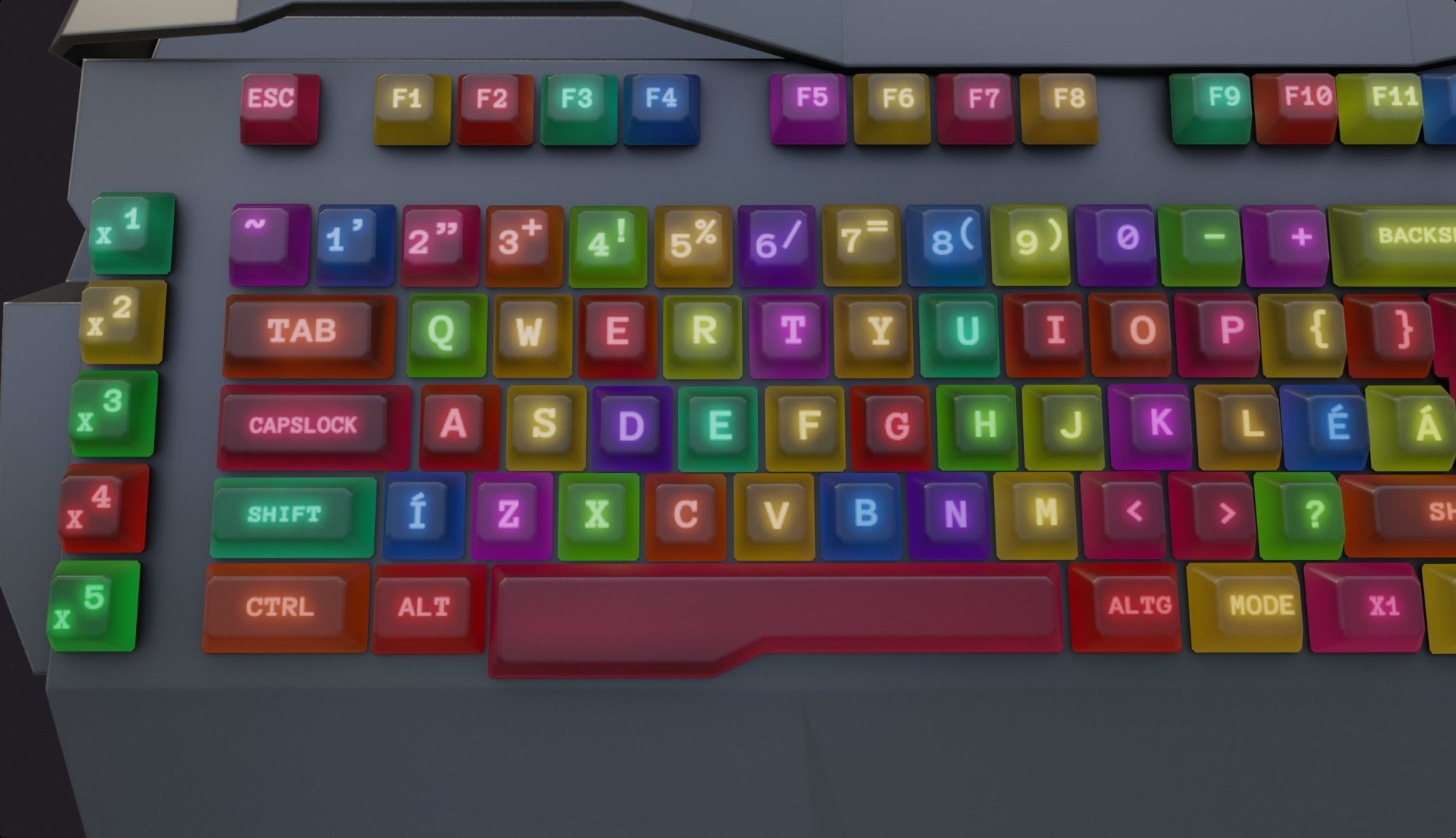 Modern colorful keyboard rgb style  Low-poly 3D model_17
