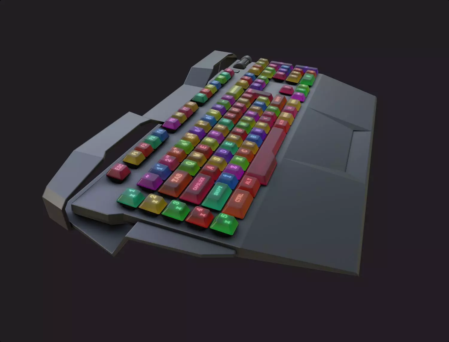 Modern colorful keyboard rgb style  Low-poly 3D model_0