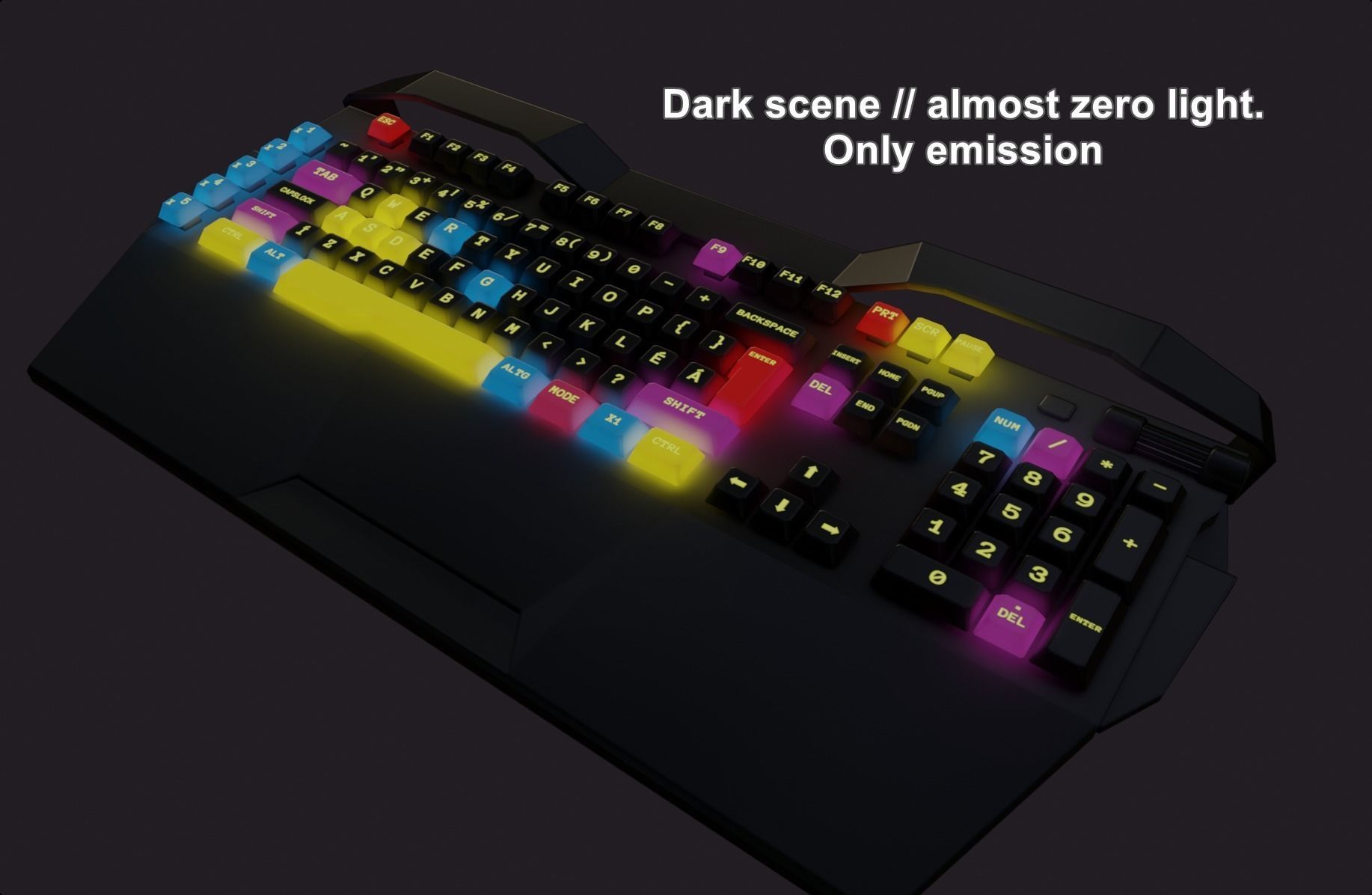 Modern colorful rgb keyboard gaming gamer streamer Low-poly 3D model_2