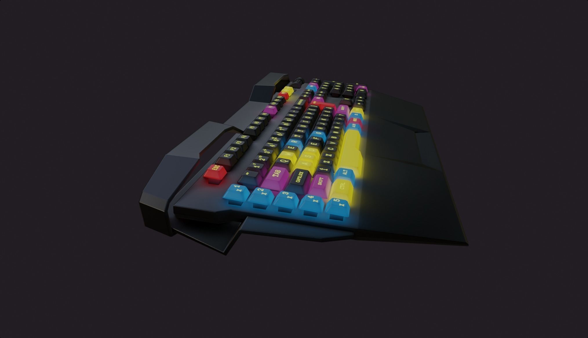 Modern colorful rgb keyboard gaming gamer streamer Low-poly 3D model_7