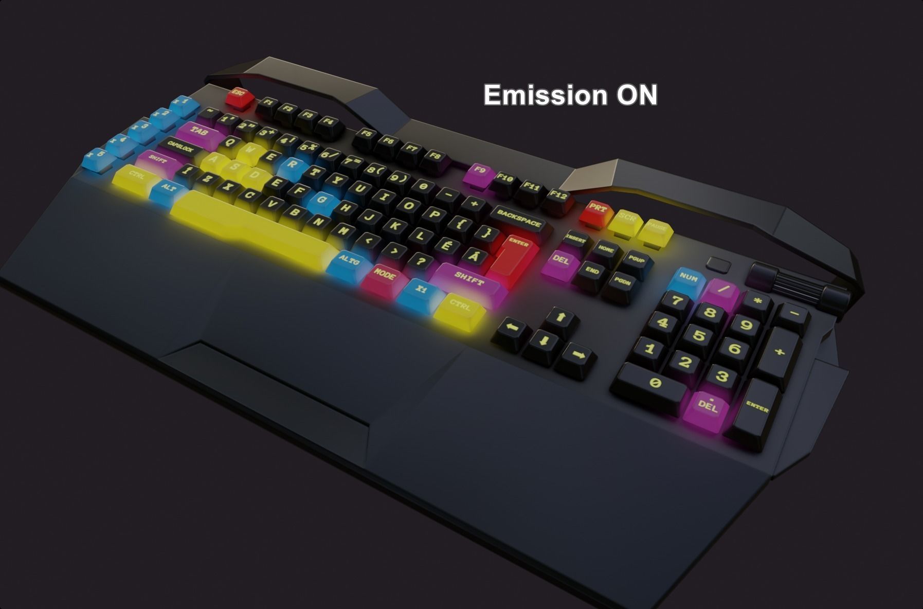 Modern colorful rgb keyboard gaming gamer streamer Low-poly 3D model_1