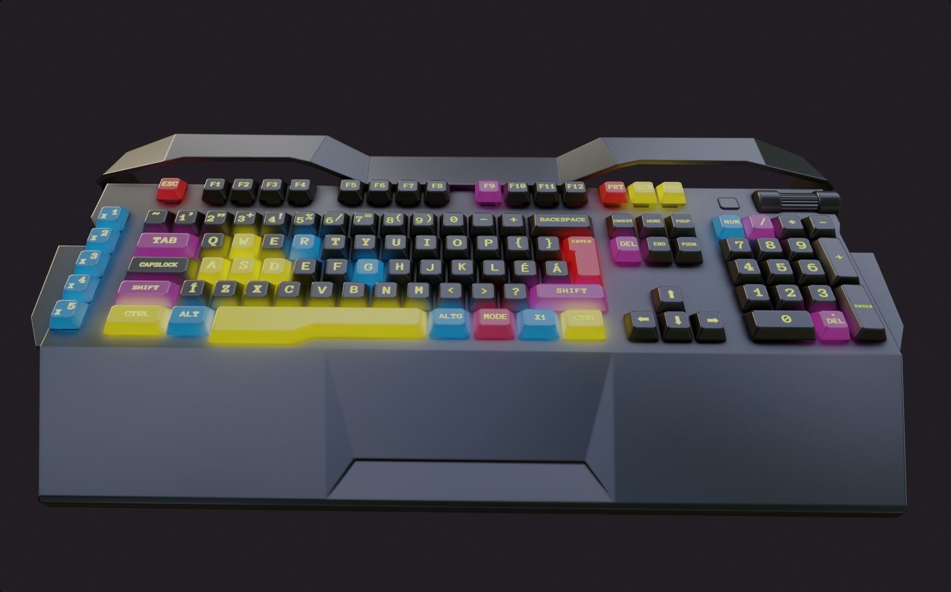 Modern colorful rgb keyboard gaming gamer streamer Low-poly 3D model_4