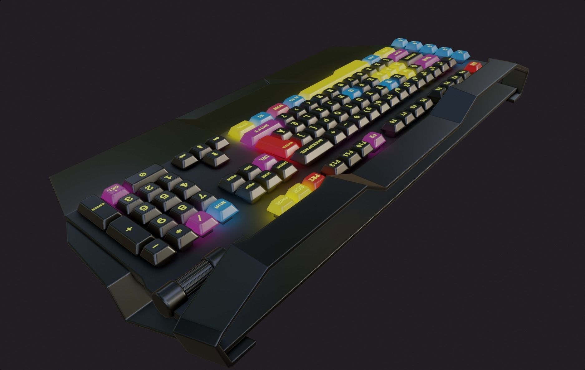 Modern colorful rgb keyboard gaming gamer streamer Low-poly 3D model_3