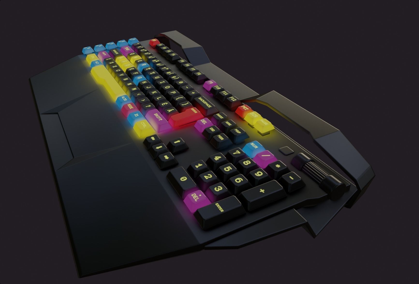 Modern colorful rgb keyboard gaming gamer streamer Low-poly 3D model_9