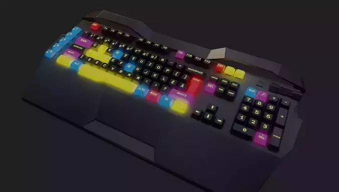 Modern colorful rgb keyboard gaming gamer streamer Low-poly 3D model