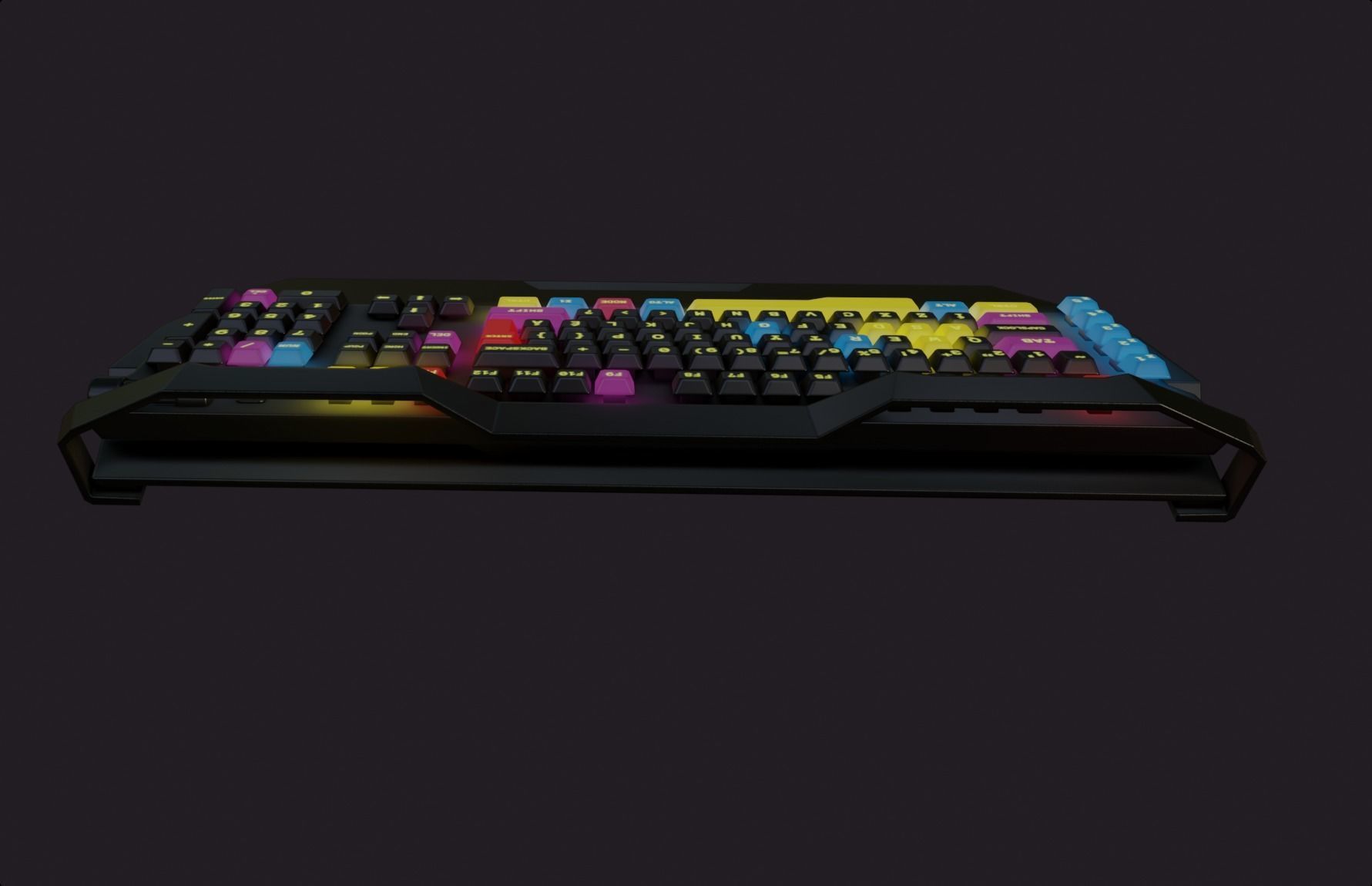 Modern colorful rgb keyboard gaming gamer streamer Low-poly 3D model_8