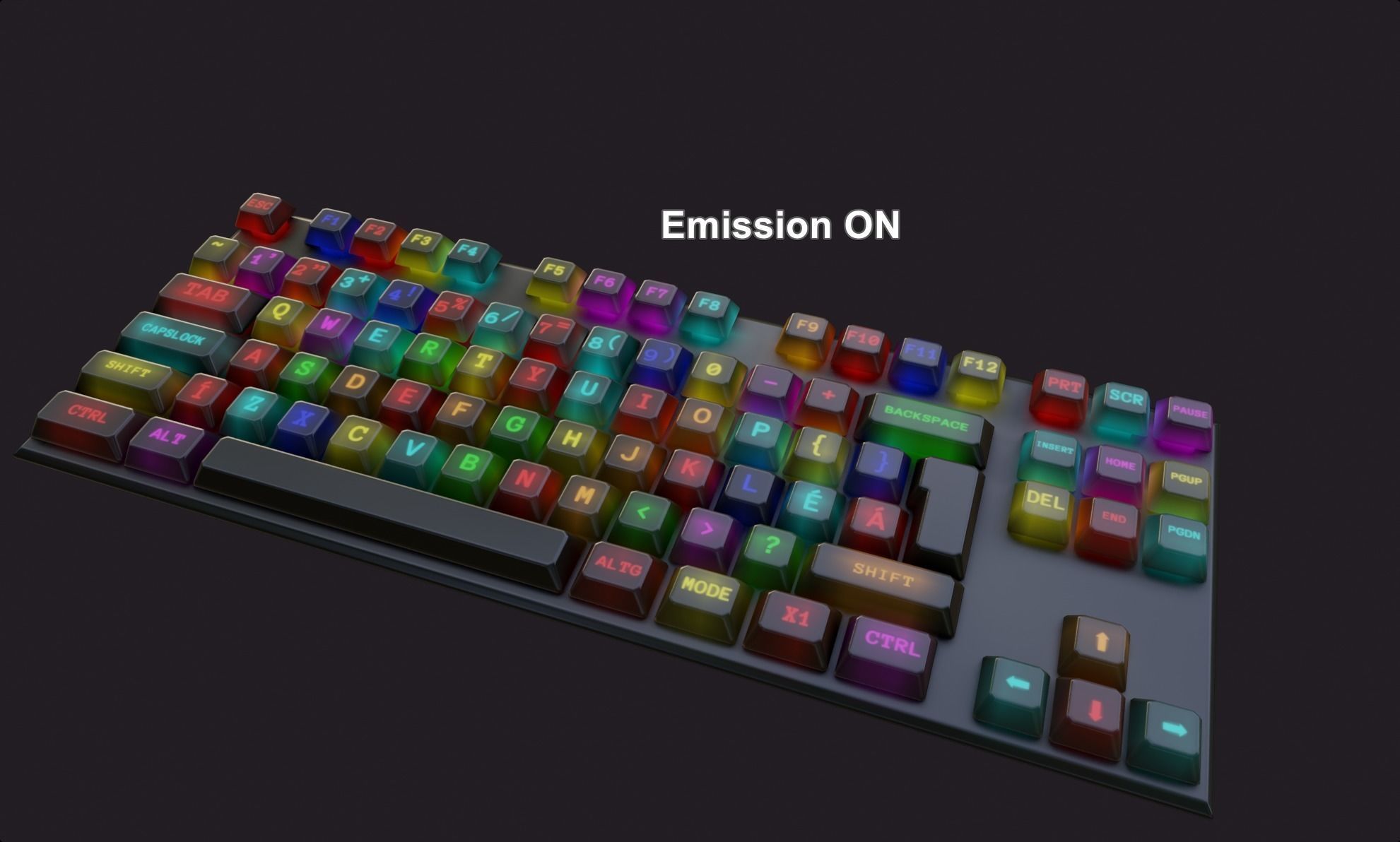 modern clear metal keyboard colorful emissive rgb lowpoly Low-poly 3D model_10