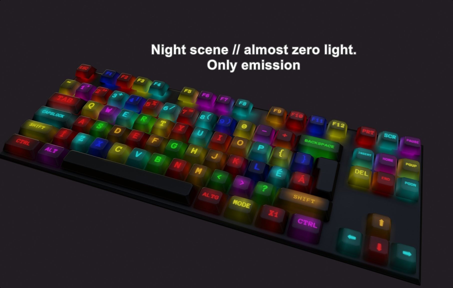 modern clear metal keyboard colorful emissive rgb lowpoly Low-poly 3D model_11