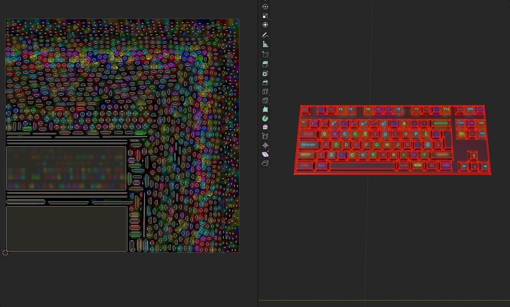 modern clear metal keyboard colorful emissive rgb lowpoly Low-poly 3D model_13