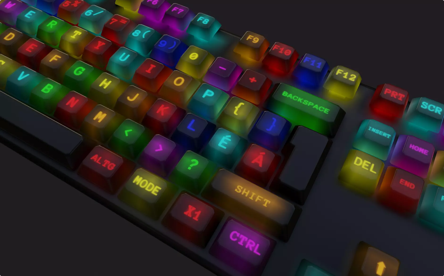 modern clear metal keyboard colorful emissive rgb lowpoly Low-poly 3D model_0