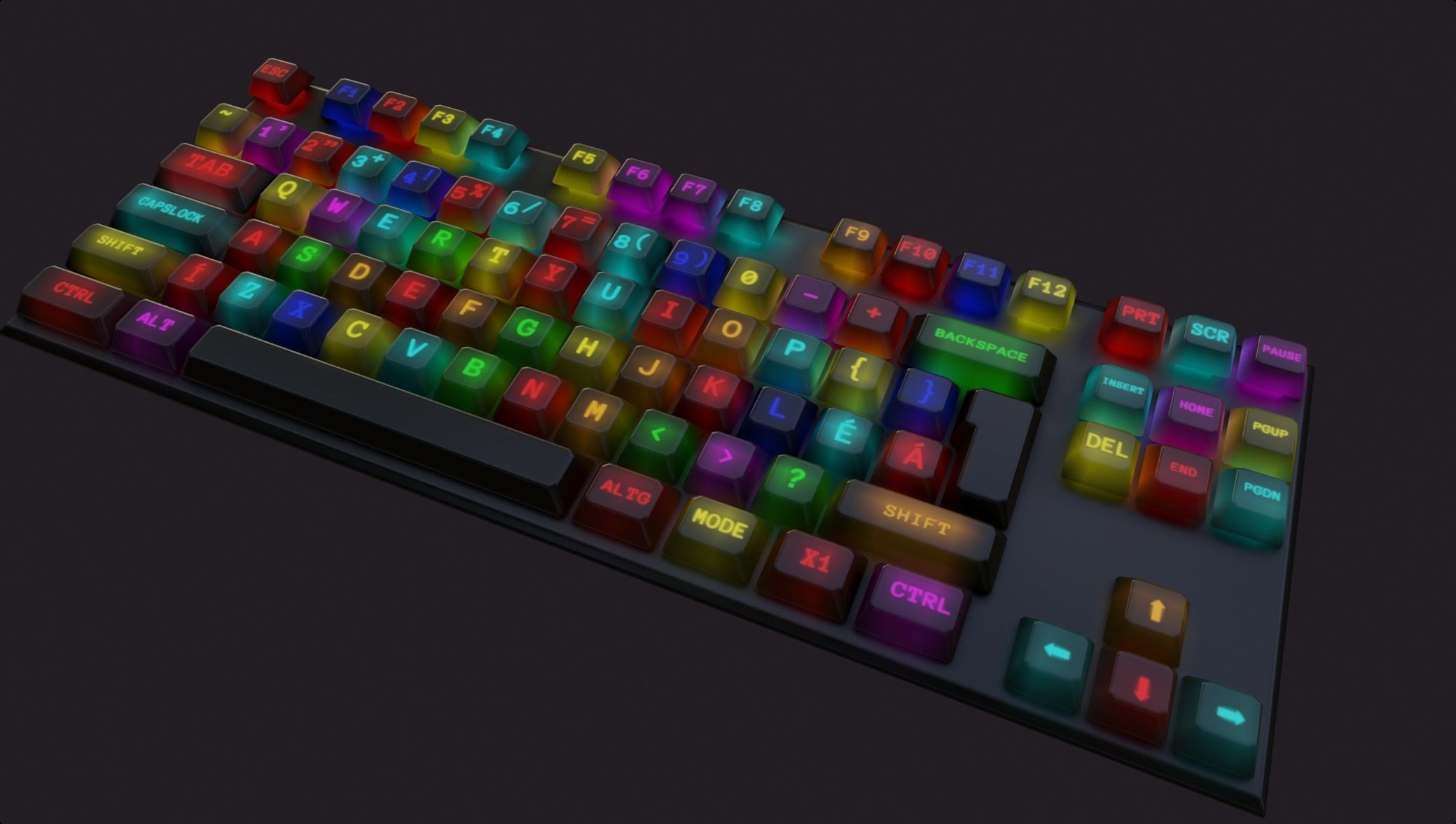 modern clear metal keyboard colorful emissive rgb lowpoly Low-poly 3D model_3