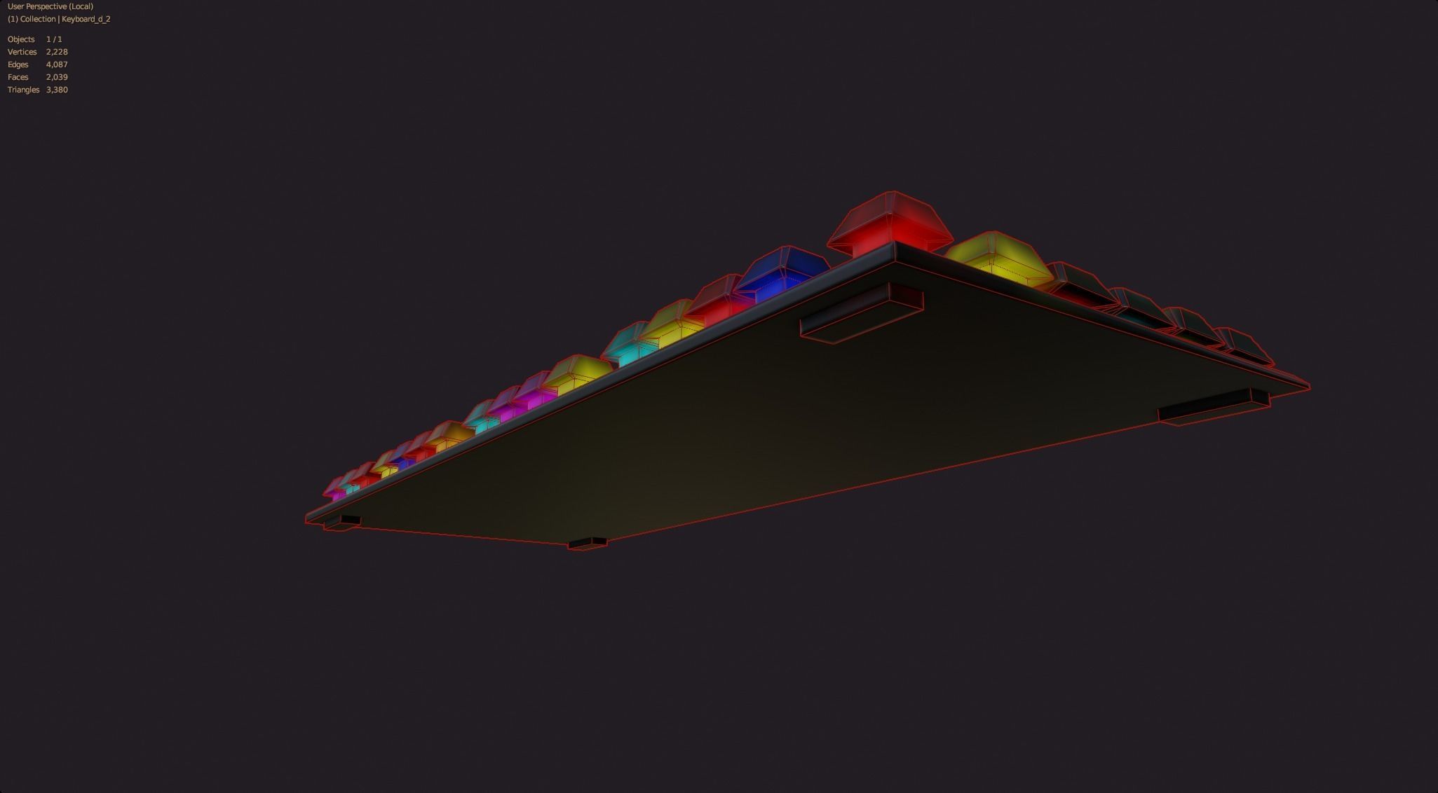 modern clear metal keyboard colorful emissive rgb lowpoly Low-poly 3D model_12