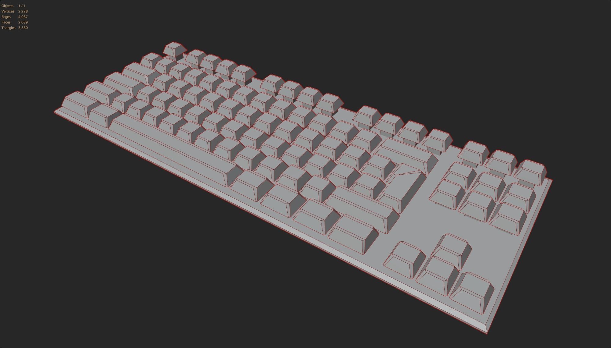 modern clear metal keyboard white rgb lowpoly game ready Low-poly 3D model_11
