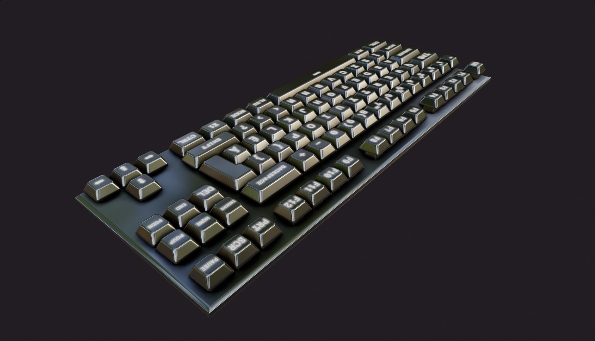 modern clear metal keyboard white rgb lowpoly game ready Low-poly 3D model_1