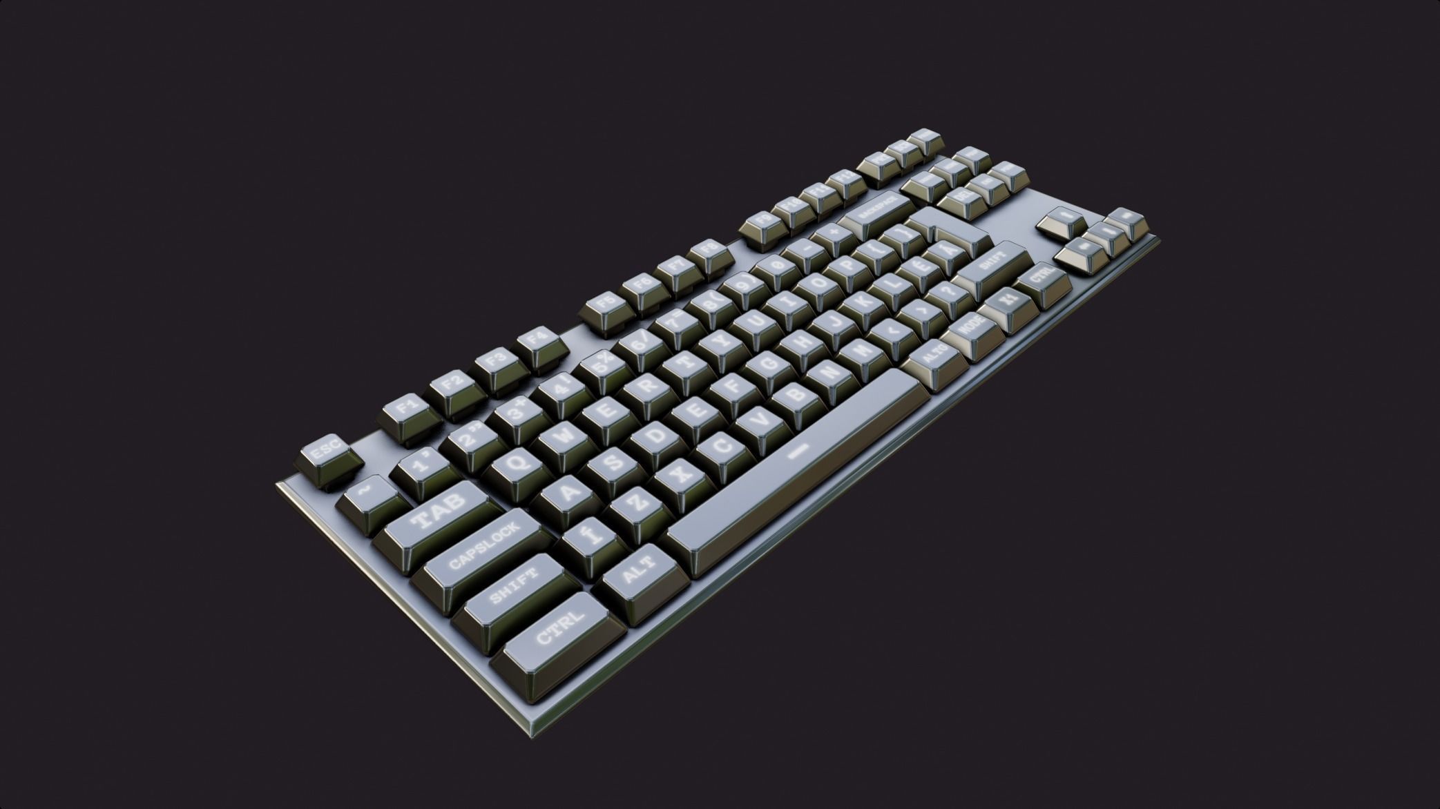 modern clear metal keyboard white rgb lowpoly game ready Low-poly 3D model_5