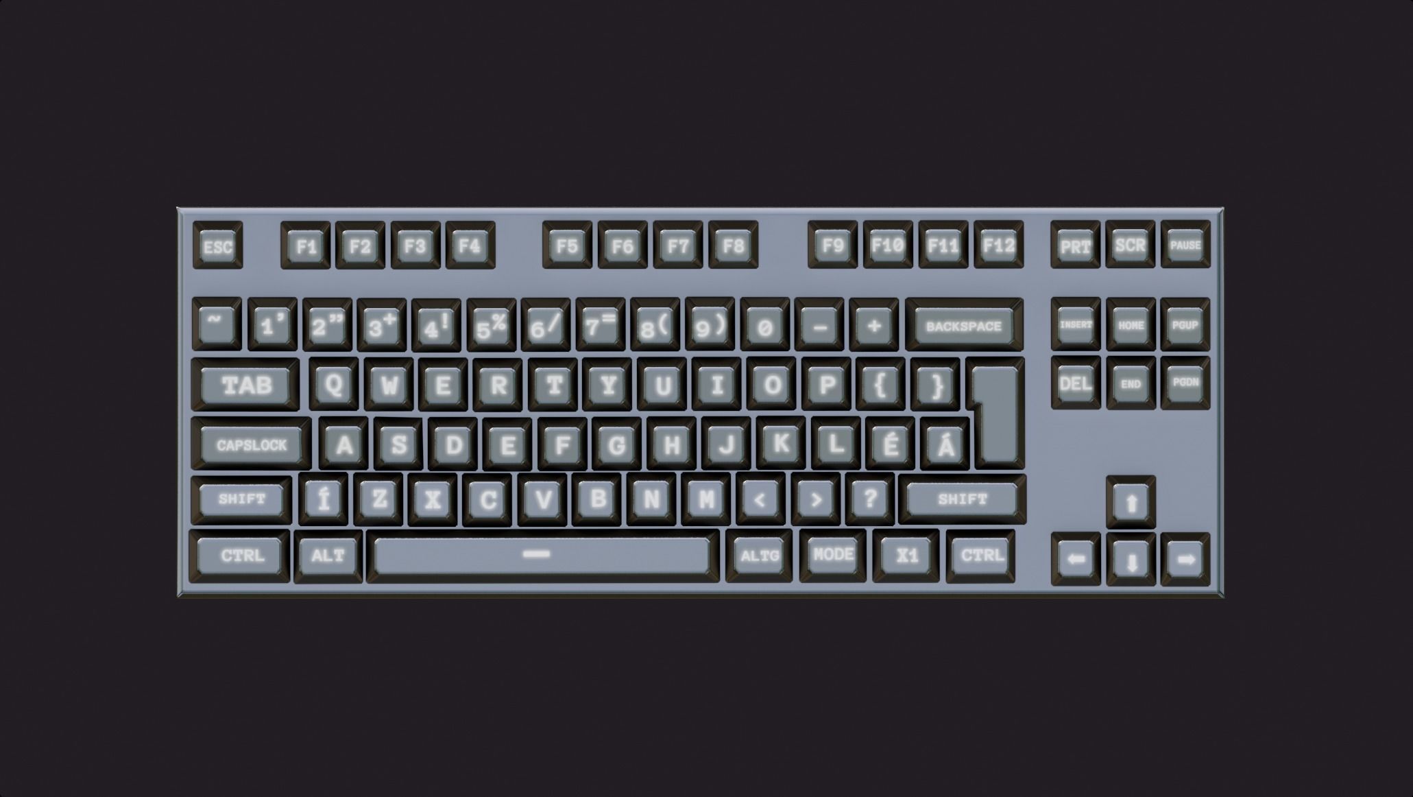 modern clear metal keyboard white rgb lowpoly game ready Low-poly 3D model_4