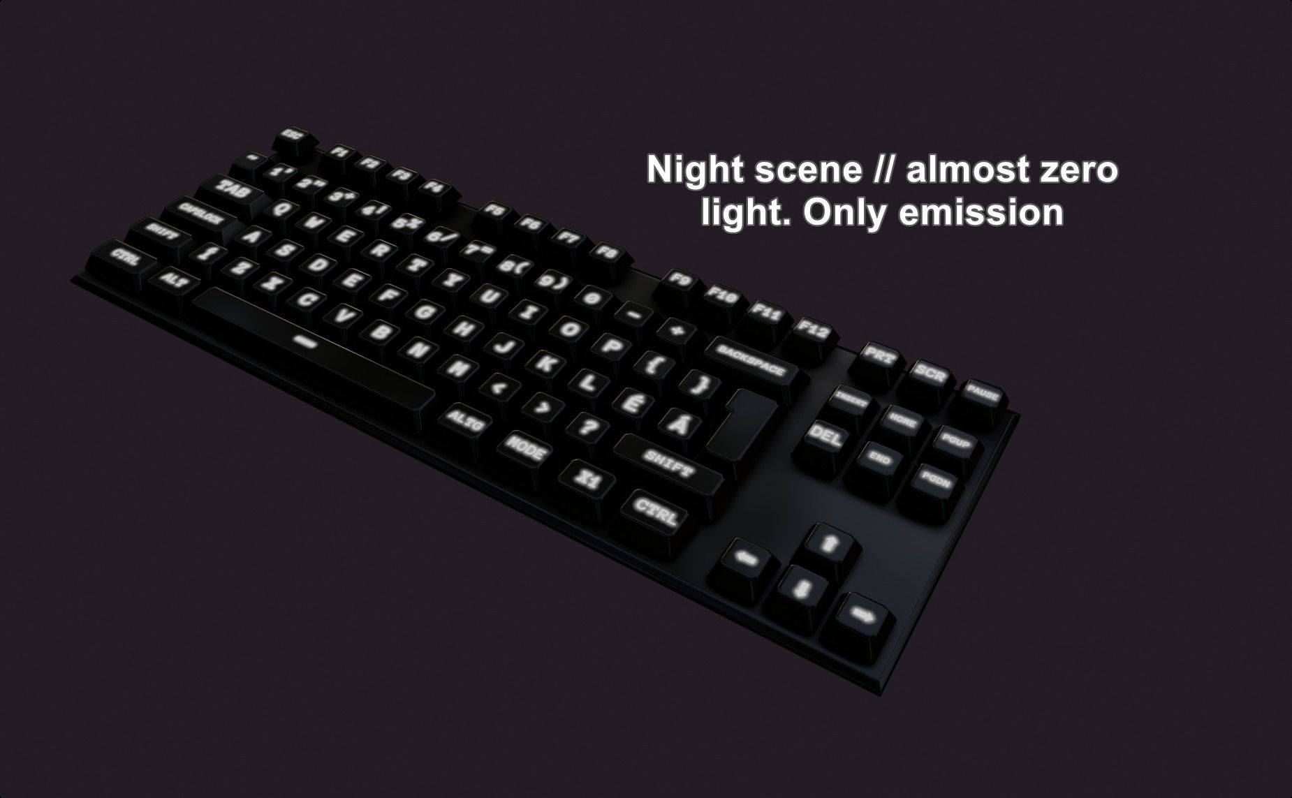 modern clear metal keyboard white rgb lowpoly game ready Low-poly 3D model_8