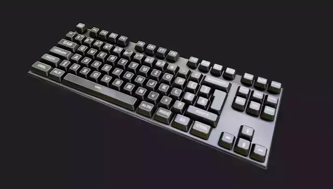 modern clear metal keyboard white rgb lowpoly game ready Low-poly 3D model